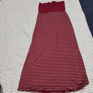 Splendid Maroon and White Striped Strapless Maxi Skirt